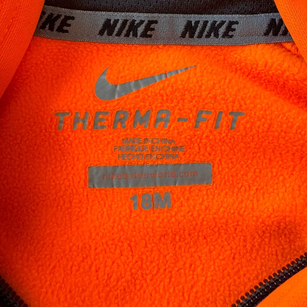 Nike Infants Hoodie Jacket Hooded Zip-up Therma-Fit Orange Size 18-Months - Picture 4 of 8